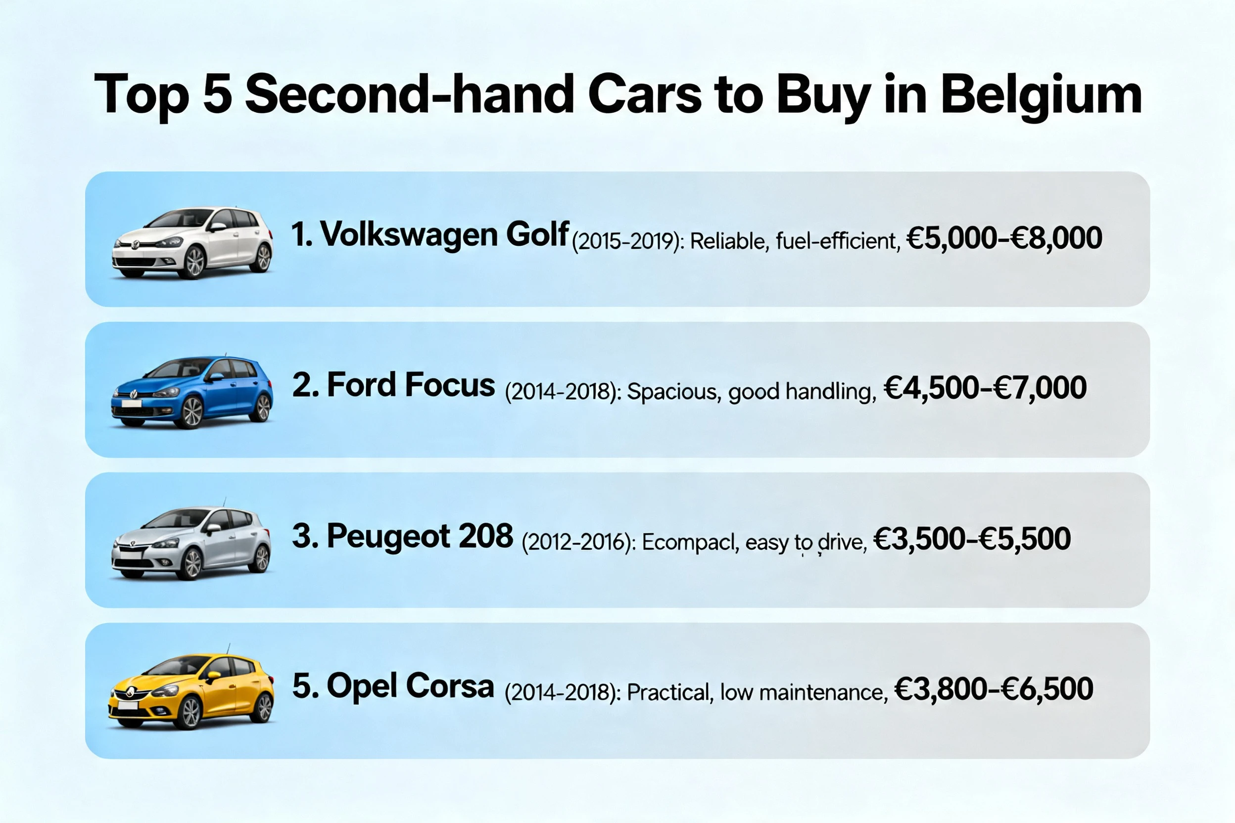 Top 5 Tweedehands Auto's om te Kopen in België