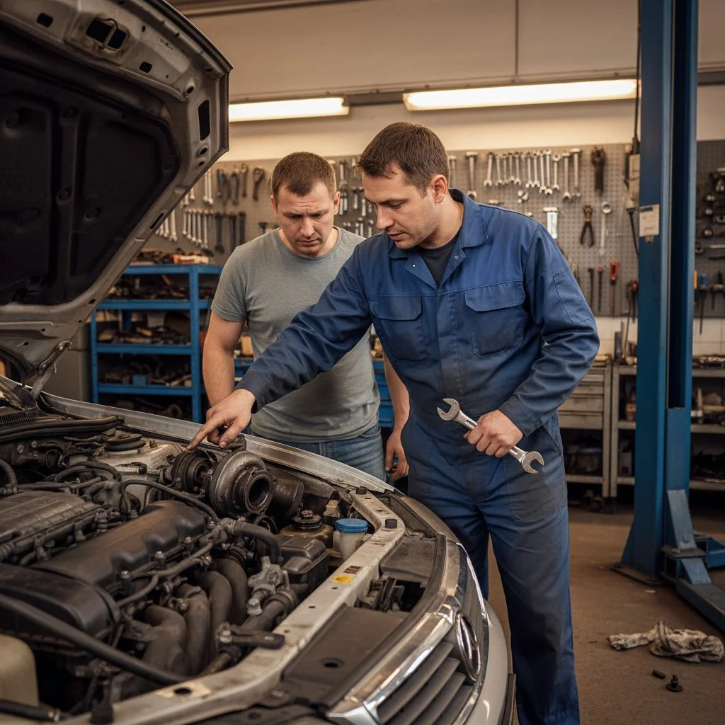 Inspectie van motorschade