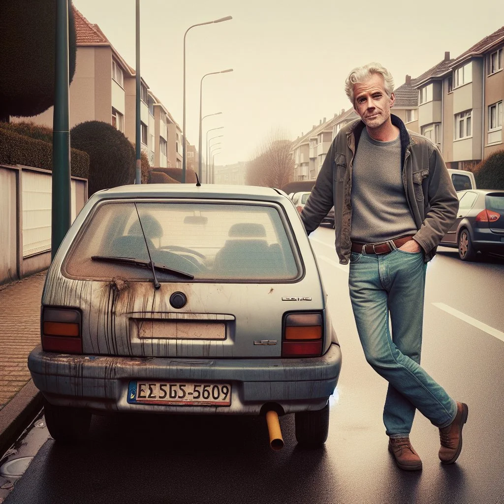 Auto met zichtbare schade (deuk of kras)